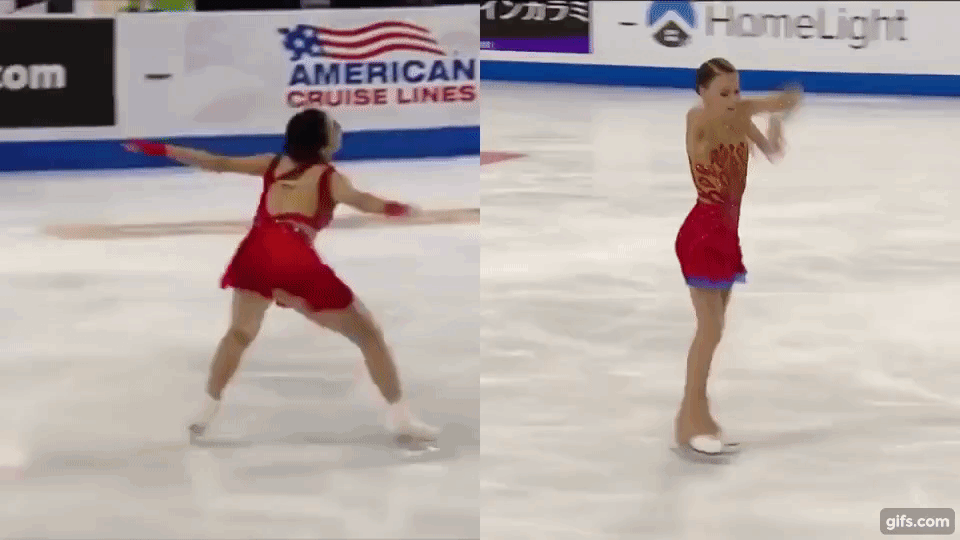 Абсолютно одинаковая дорожка шагов от Каори Сакамото и Анны Щербаковой