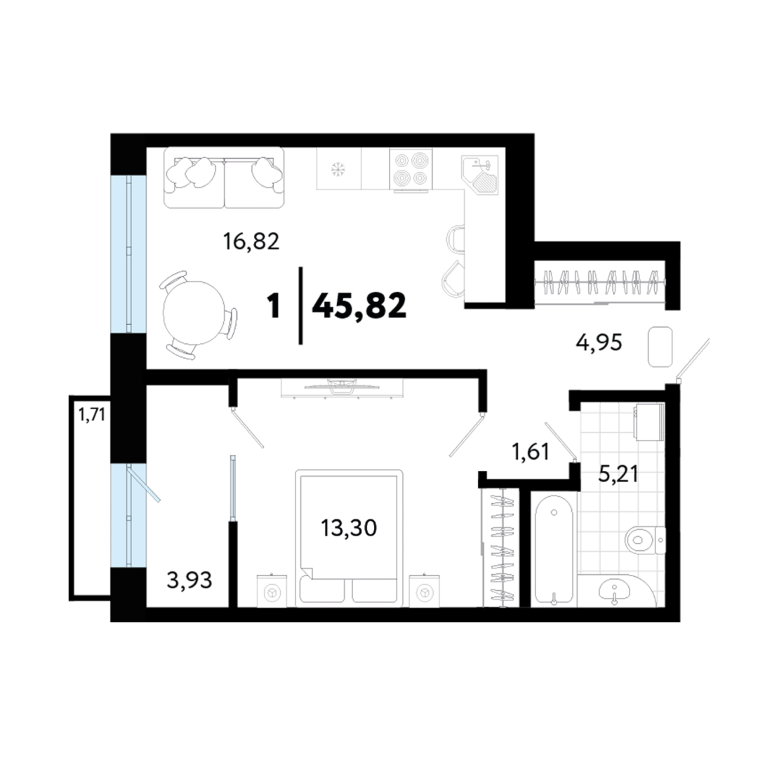 Однокомнатная квартира