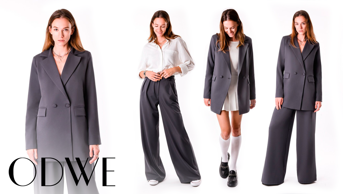  ODWE Костюм брючный женский деловой офисный оверсайз
