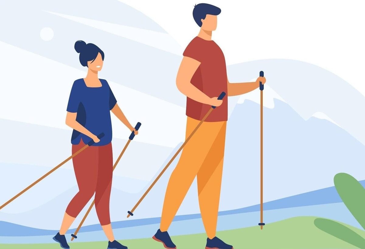 Скандинавская ходьба задействует 90% мышц