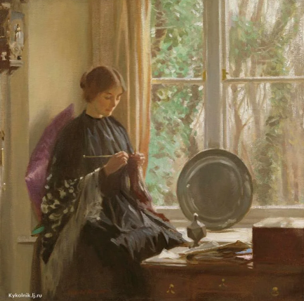 Harold Knight (British, 1874 - 1961) «Knitting». Взято в Яндекс. Коллекции у Анны Форальберг