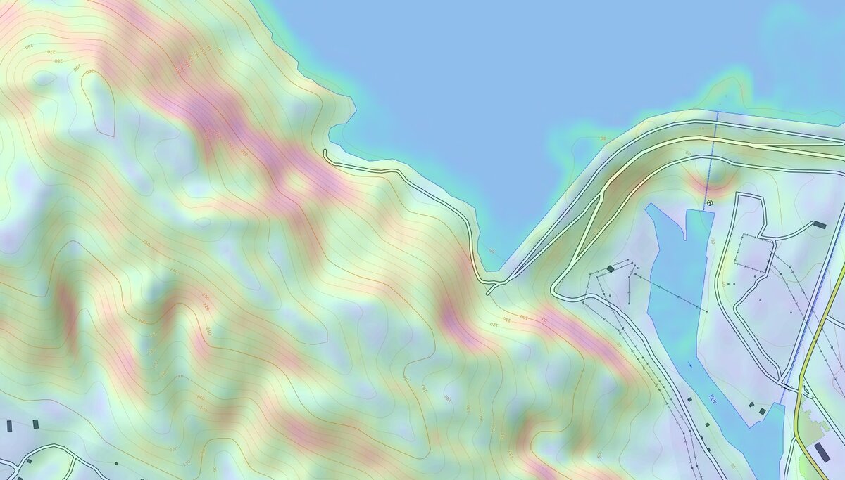 Карта рельефа местности.