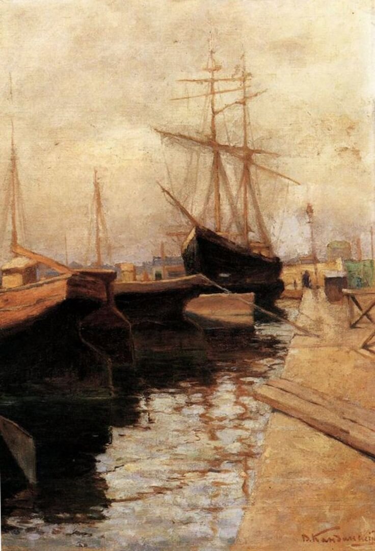"Одесса. Порт" В. В. Кандинский 1898 год (Яндекс.Картинки). Одна из ранних работ художника в реалистическом стиле.