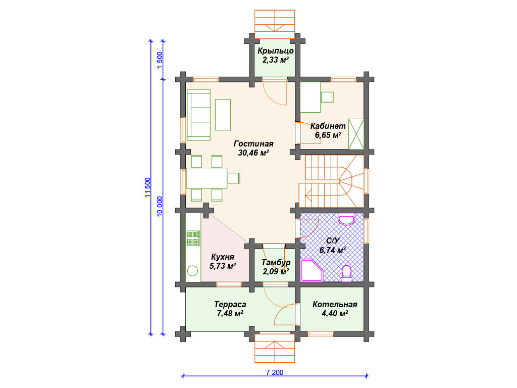 Проект дома 100 кв м с 2 спальнями. | Arplans.ru - проекты домов | Дзен