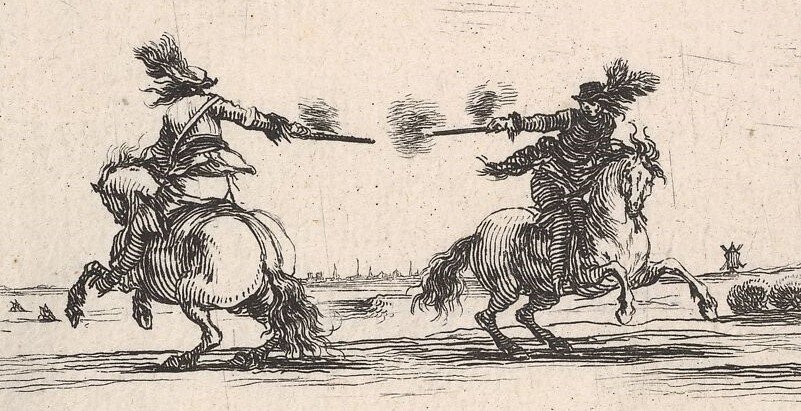 Дуэль на пистолетах (рис. ок. 1645 года).