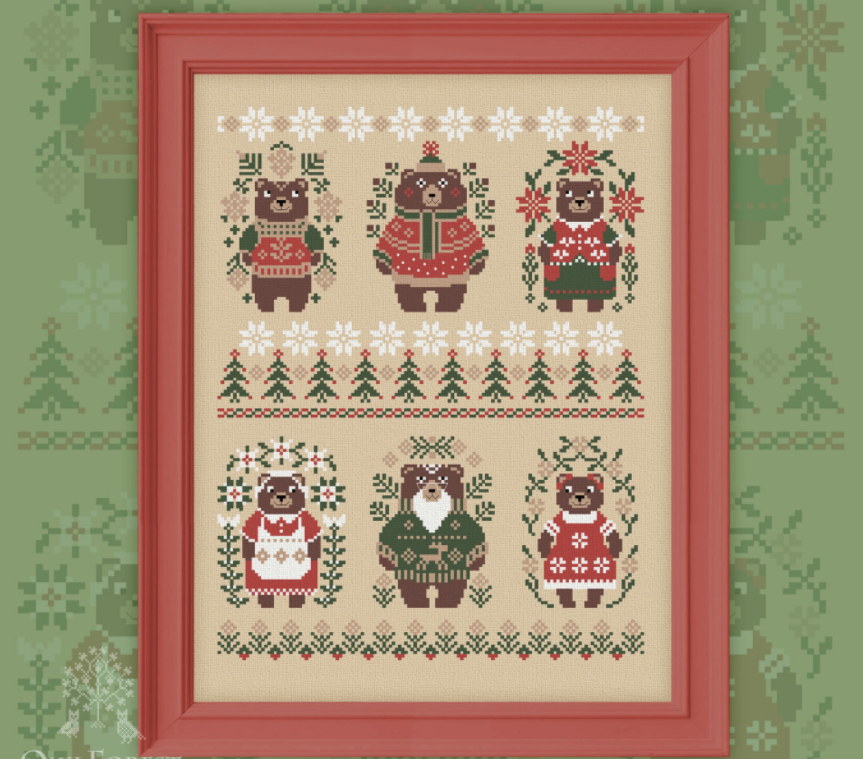 Бесплатная схема для вышивания «Медвежий Новый год» на сайте компании 