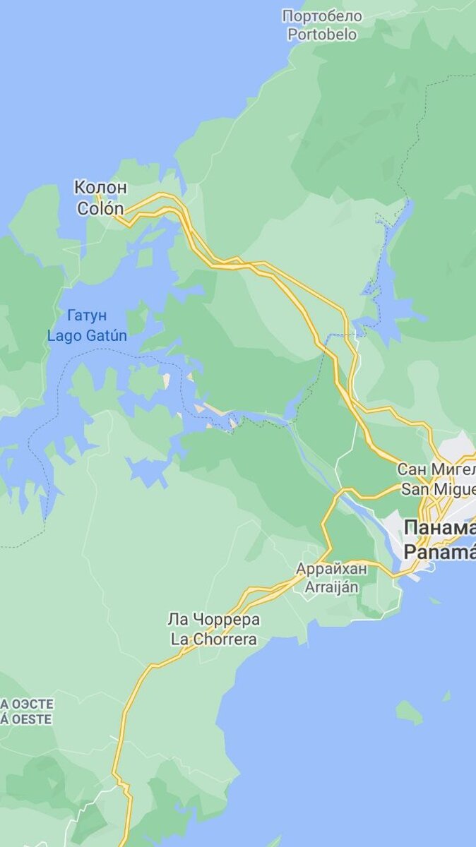 Панамский канал. Снимок из гугл карт.