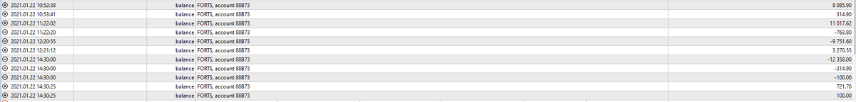 12 балансовых операций при которых туда-сюда перебрасывается, в общей сложности, 23т.р.  Причем заметьте, я при этом вообще никаких действий со своим счетом не произвожу.