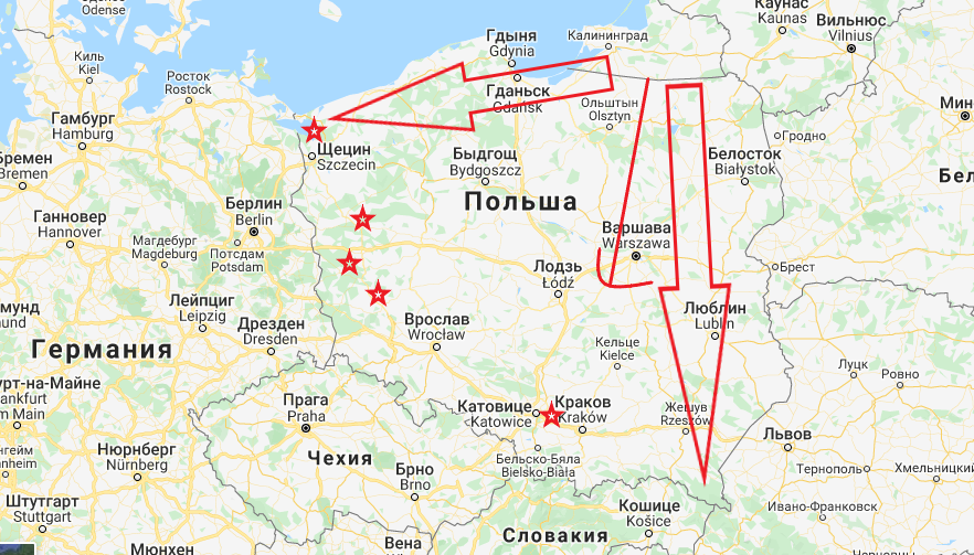 Очень схематичное отображение действий войск РФ со слов Польского Ген.Штаба.