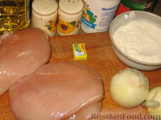  Ингредиенты для куриного беф-строганова.