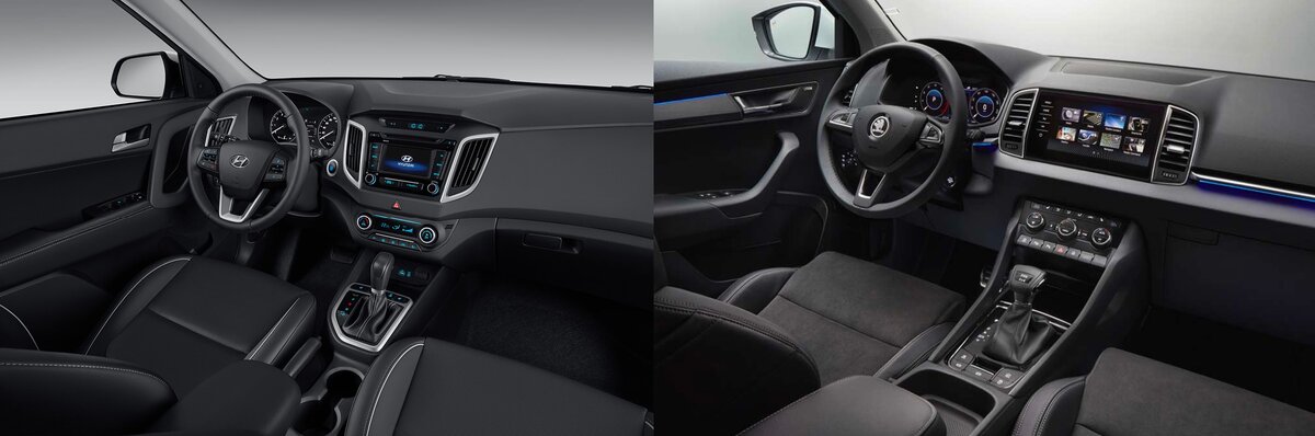 Богатые комплектации автомобилей Creta (Слева) и Karoq (Справа)