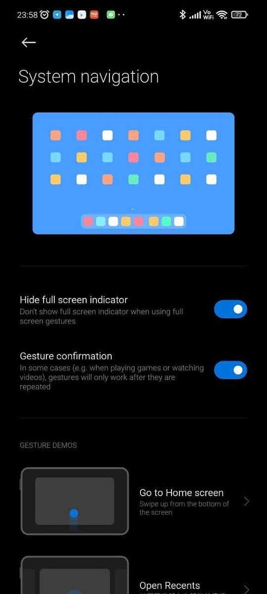 Скрытая страница системной навигации для планшетов в альфа-версии MIUI Home 4.22.0.3089.