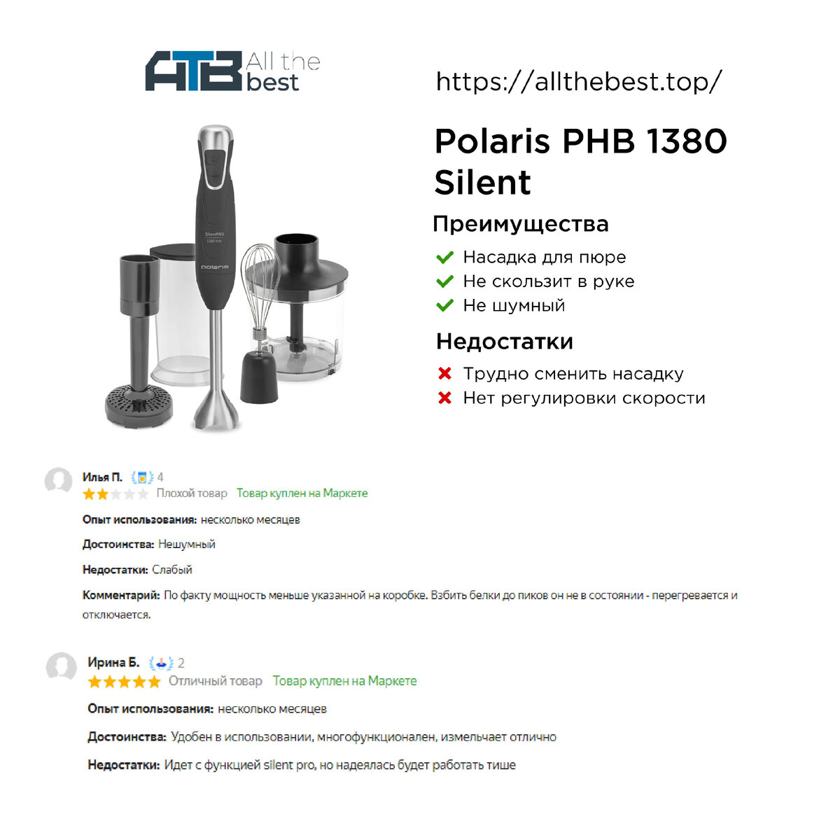 Блендер Polaris PHB 1380 Silent 