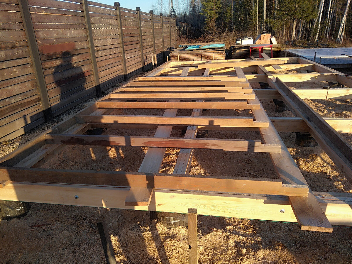 Сборка первой стены лёжа.