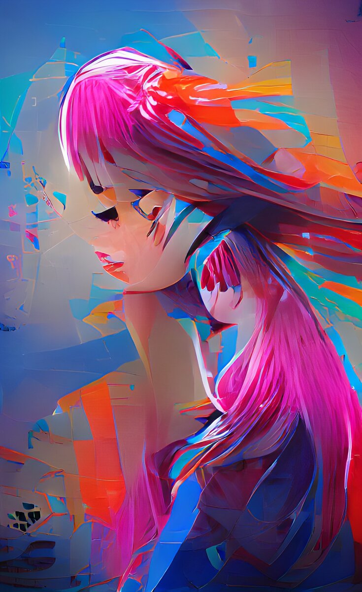 Женский персонаж аниме по версии нейросети Dream by Wombo.