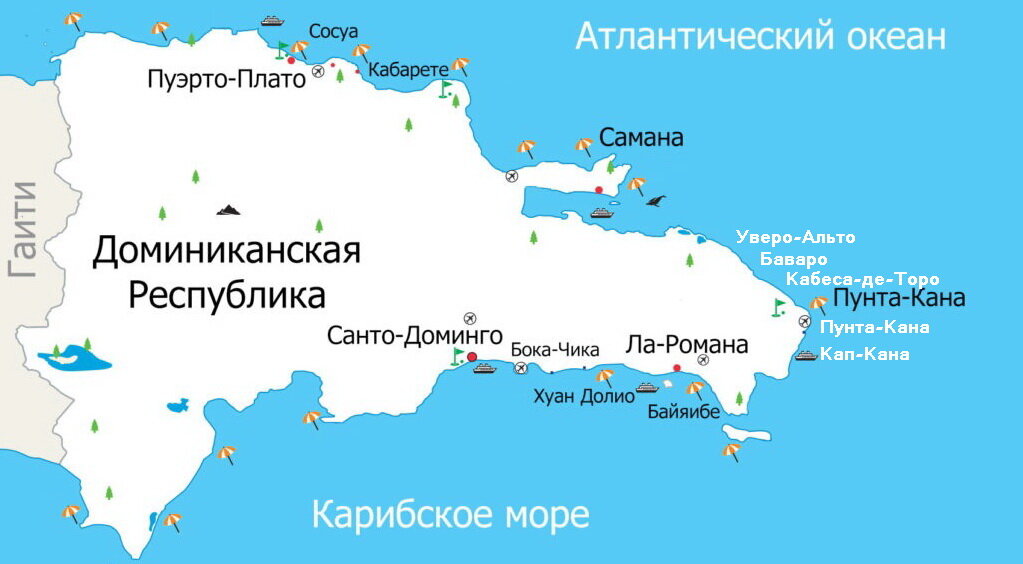 Курортная зона на карте Доминиканы