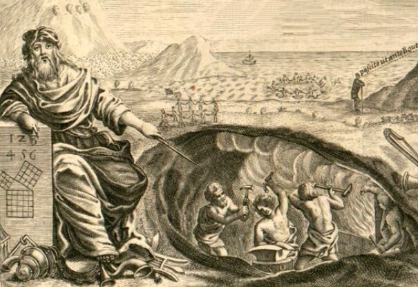 Пифагор. Фрагмент гравюры с фронтисписа трактата Афанасия Кирхера Musurgia universalis (1650).