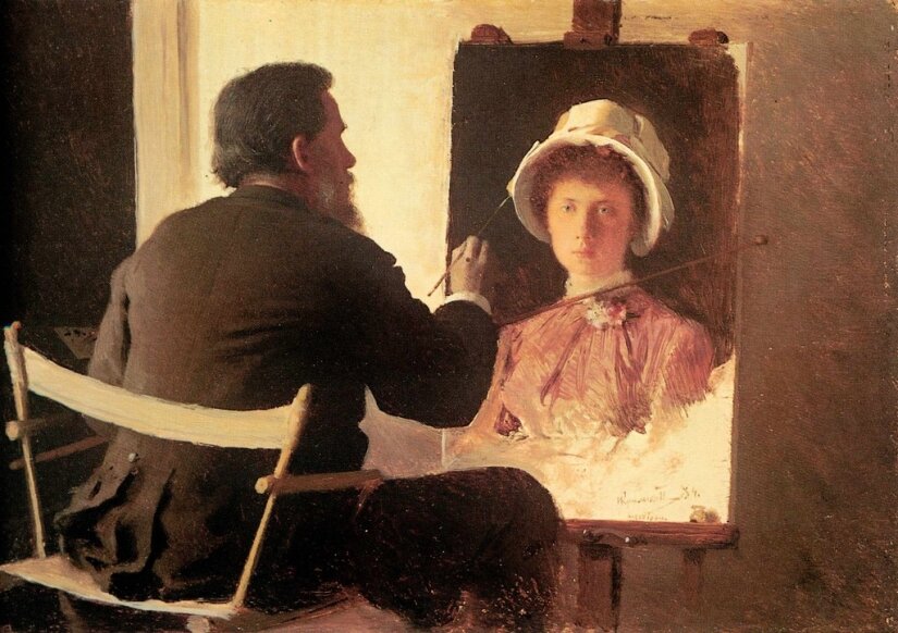 Крамской пишет портрет своей дочери (Крамской), Иван Крамской 