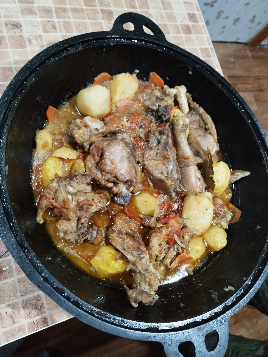 Картошка с курицей в казане