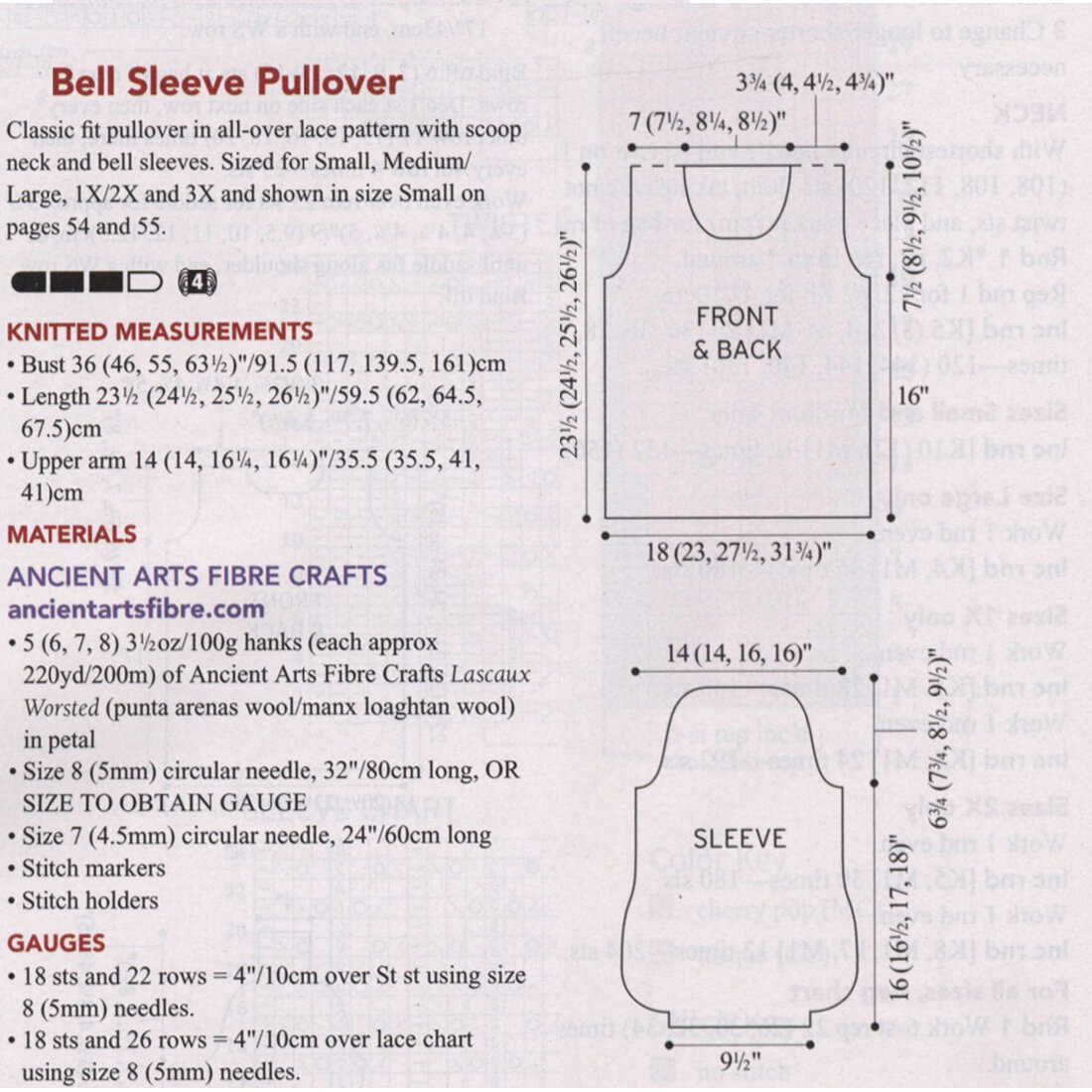Основные параметры ажурного пуловера для осени и выкройка на разные размеры
