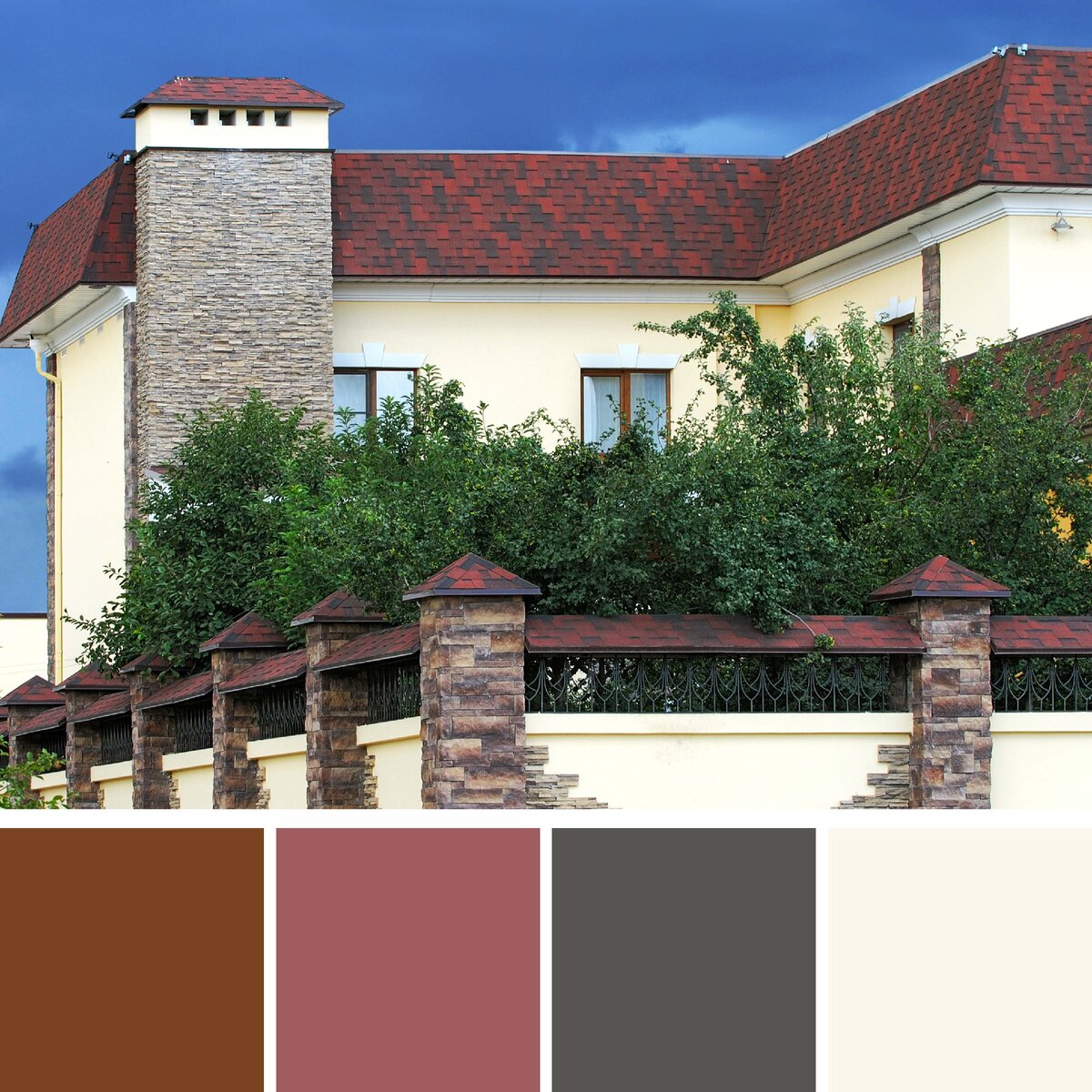 На фото гибкая черепица Tegola Альпин красный с отливом