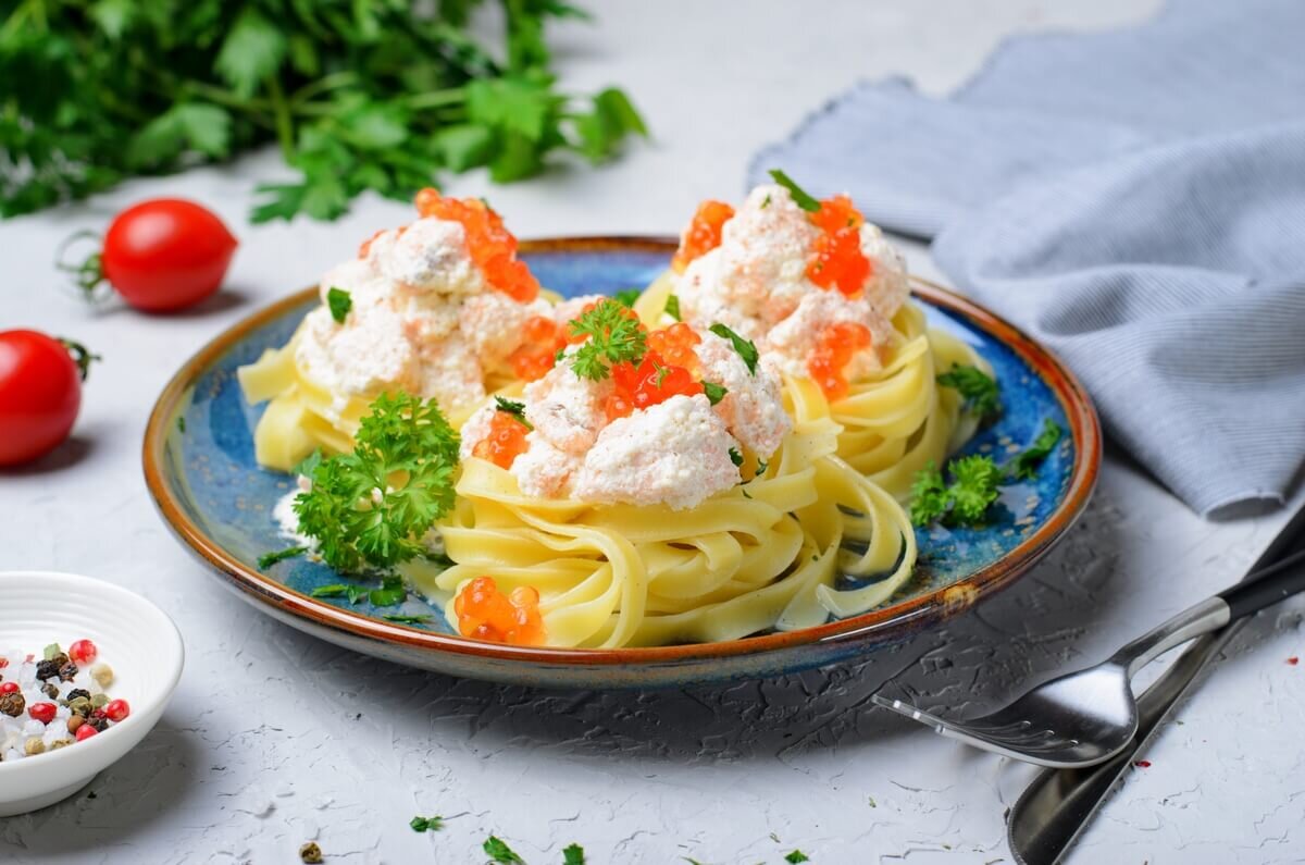 🍴 Гнёзда с лососем