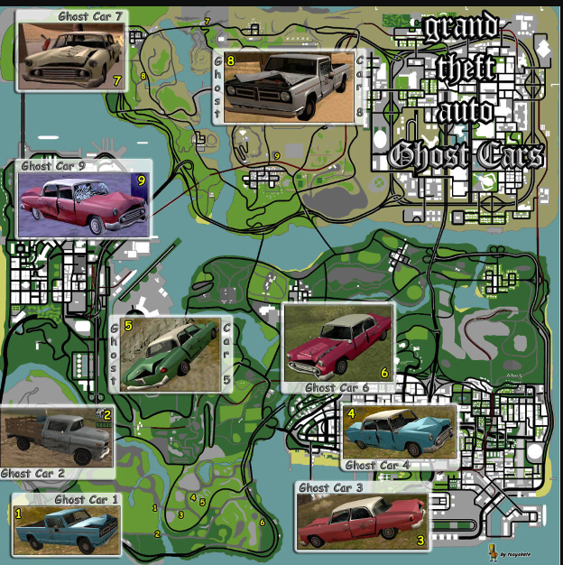 Карта машин заброшеных в лесу!