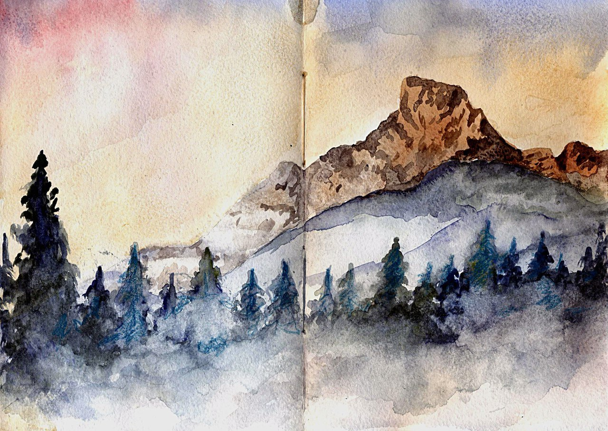 2017 год, акварель