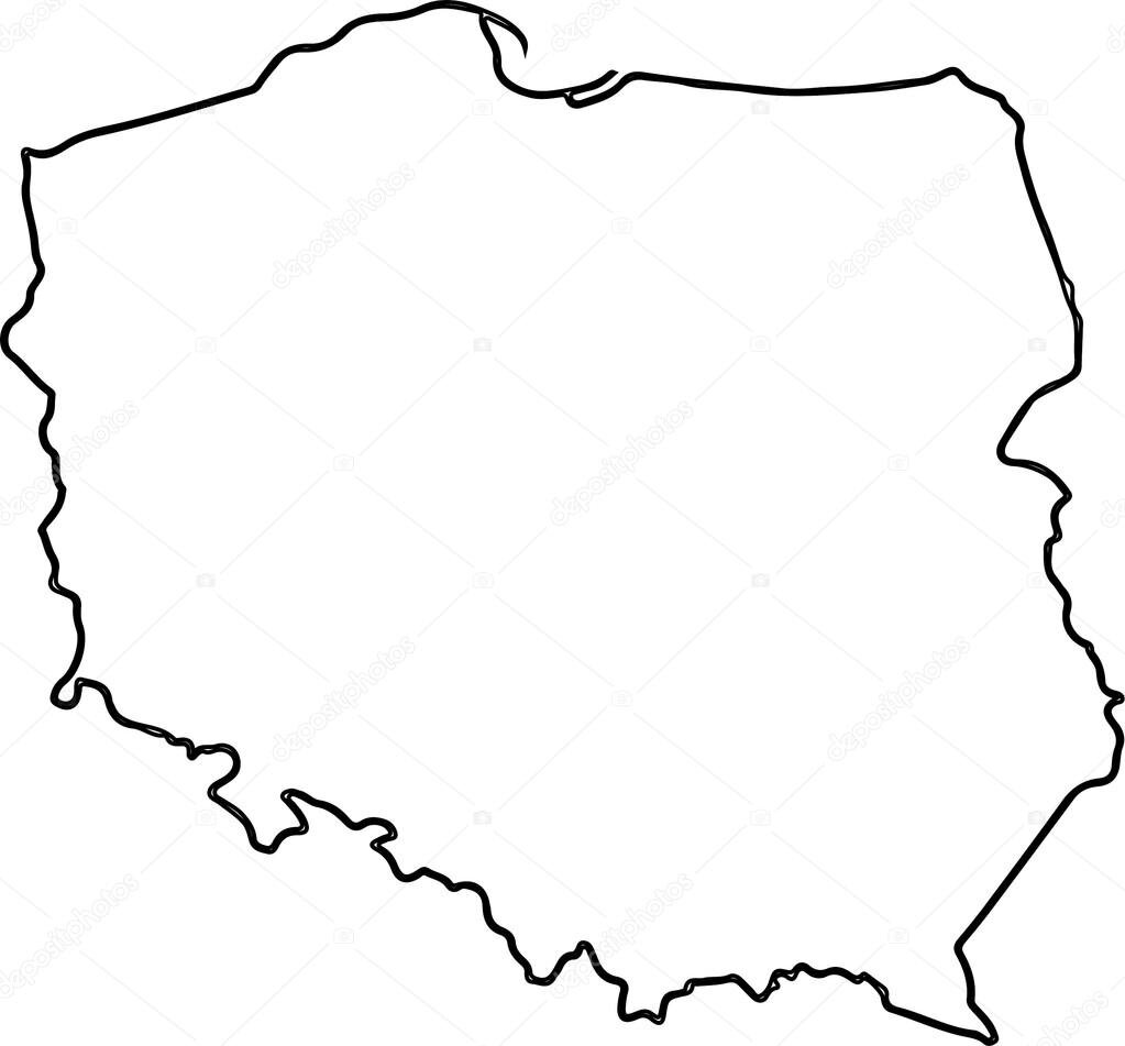 Карта польши белая