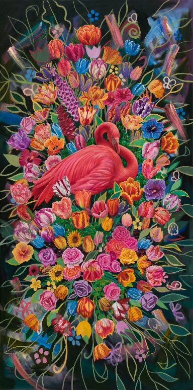 "A Flamingo Resting Among Parrott Tulips"  фото:https://www.robinhextrum.com/gallery    Листайте галерею