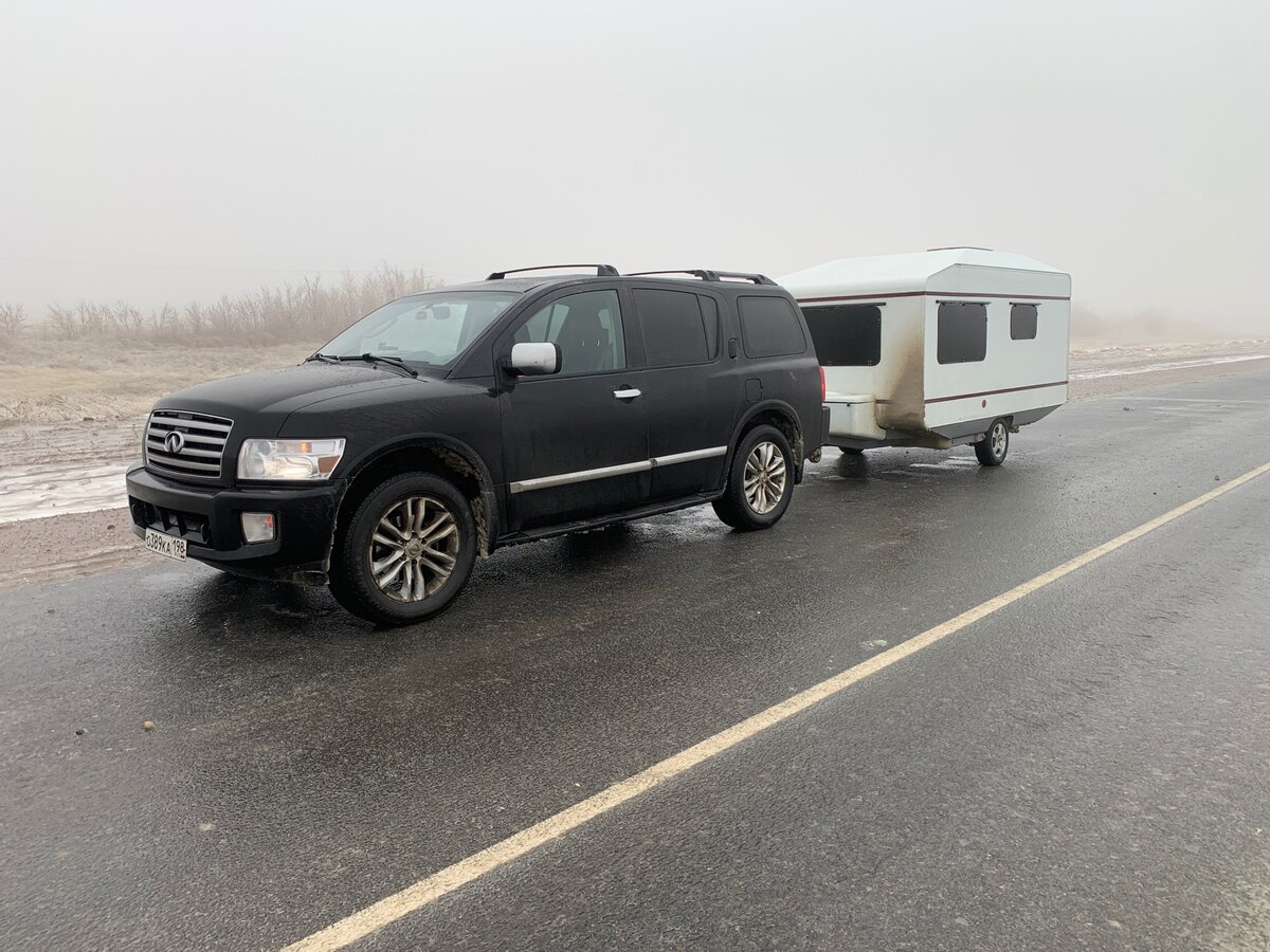 Моя сцепка. Автомобиль Инфинити QX56 и прицеп дача "Роствертол 8120А"