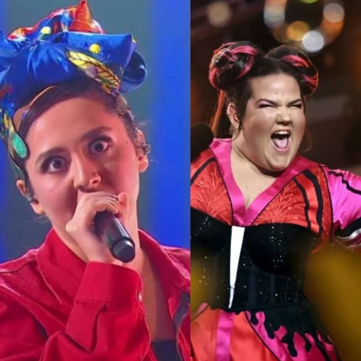 Слева Манижа, справа Нетта- победительница от Израиля.