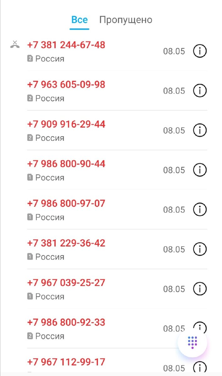 пропущенные от коллекторов в один день