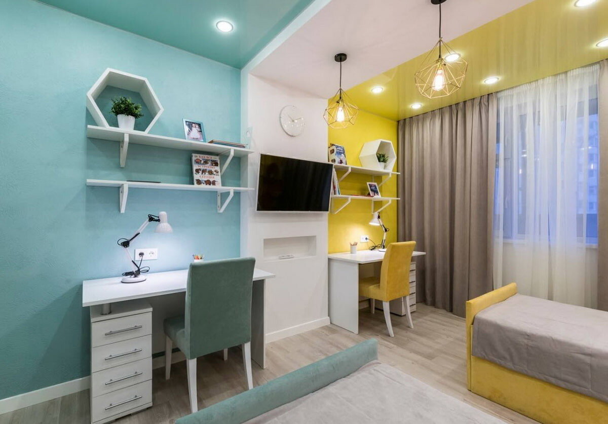 Зонирование цветом для детской, в которой живут 2 и более детей