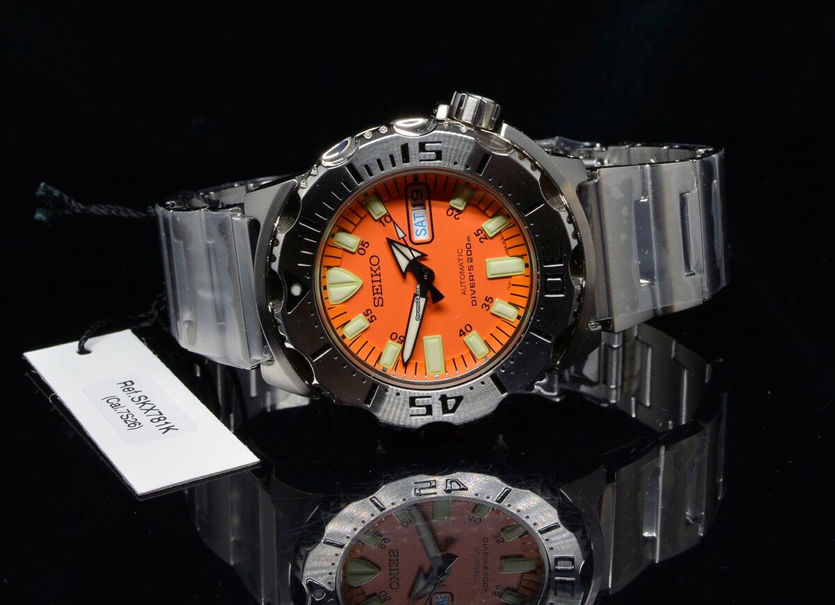 Мужские наручные часы - японские дайверские Seiko Orange Monster