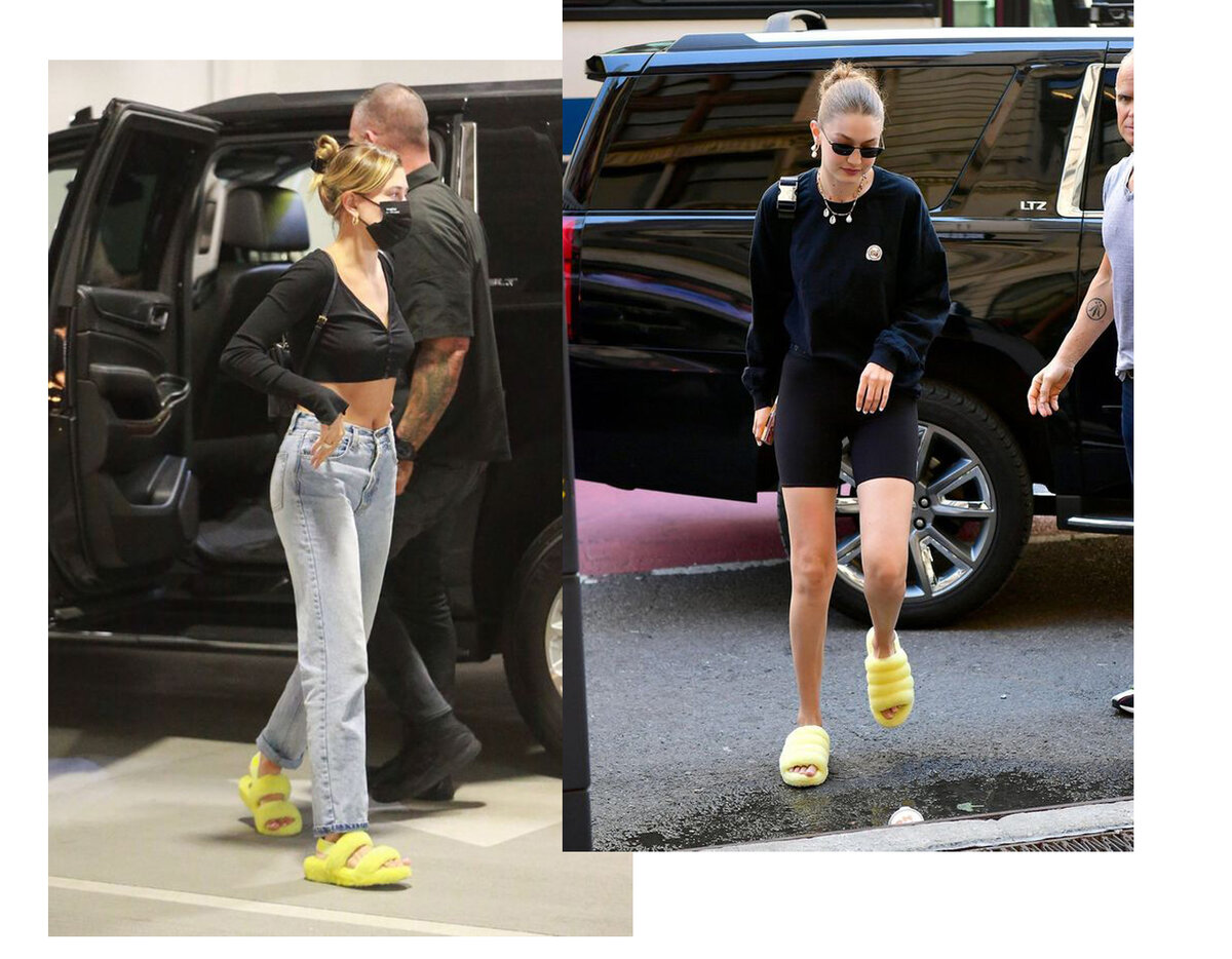 Хайли Бибер и Джиджи Хадид выгуливают модные тапули