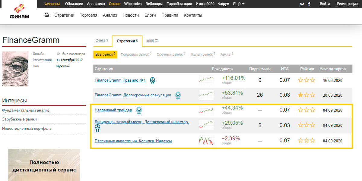 В рамку выделил три портфеля из проекта, первые два - это мои основные стратегии, верхняя - мой большой портфель. 