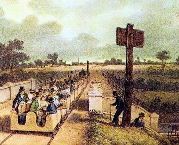 Открытие железной дороги Ливерпуль — Манчестер, 1830 г. Источник: lifeder.com