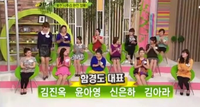 Южнокорейское ток-шоу с участием перебежчиков из КНДР.  Сейчас 4 перебежчицы  будут разыгрывать сценку  "где-то в провинции Хамген-Пукто в Северной Корее". Источник: скрин с  канала Чхэноль А       Листайте вправо


