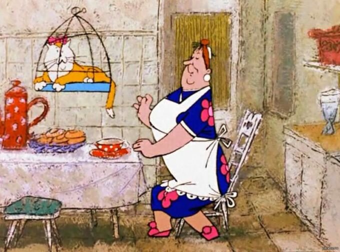 Кадр из советского мультика  «Малыш и Карлсон»