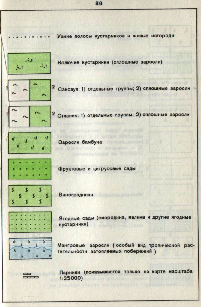 Условные обозначения на планах и картах