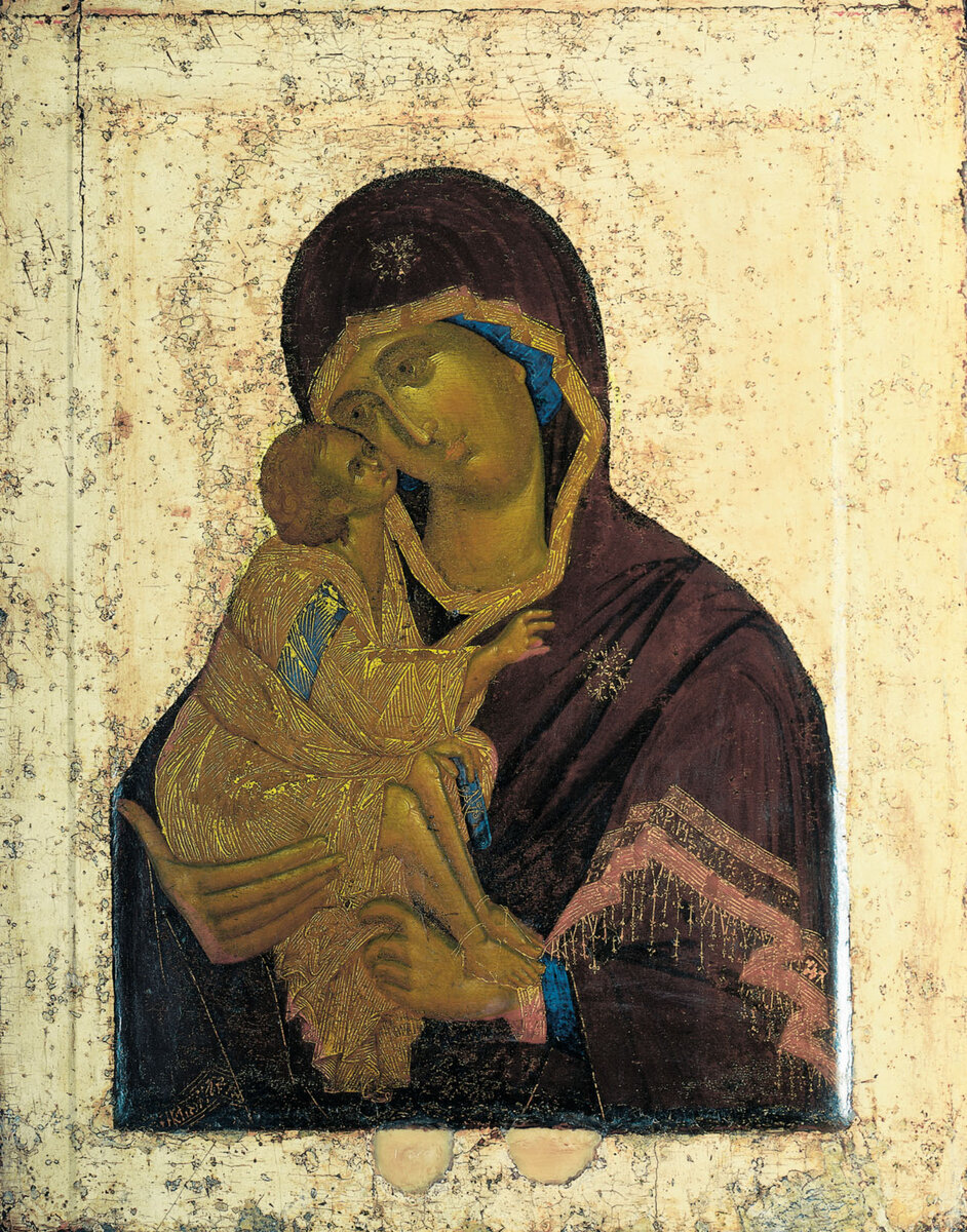 Донская икона Божией Матери работы Феофан Грека. Государственная Третьяковская галерея, 1390-е годы