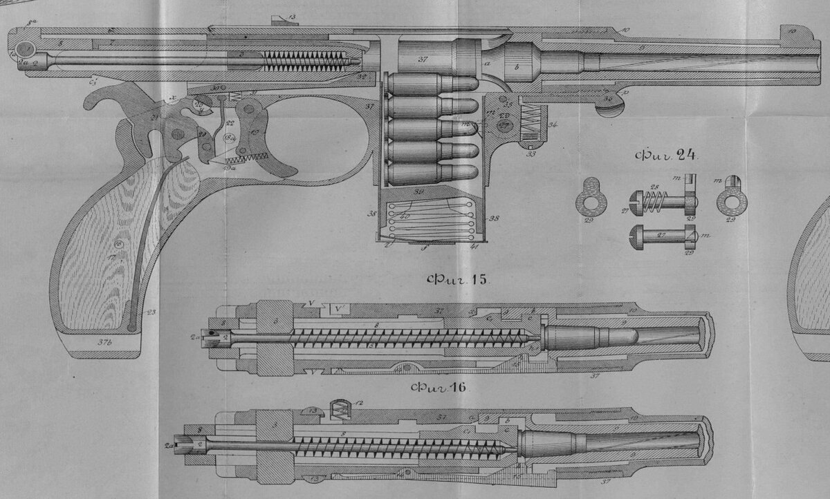 Конструкция пистолета Бергмана обр. 1897 года.
