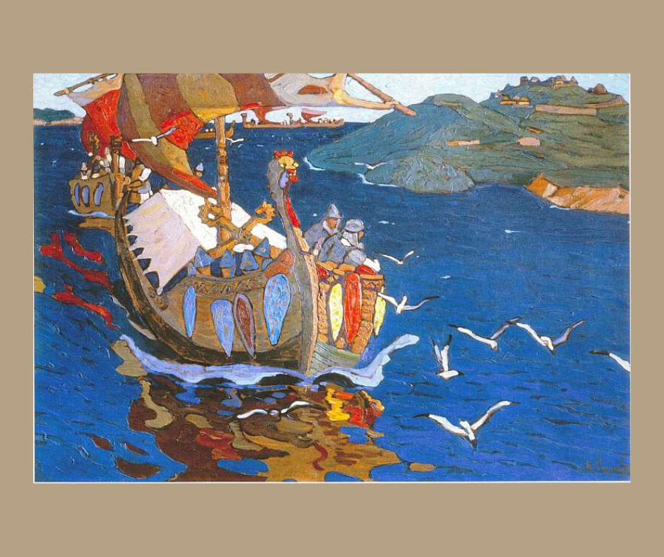 Н к рерих заморские гости 4 класс. Н. Рерих «заморские гости» (1901)