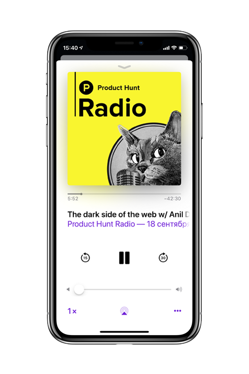 Apple Podcasts. Главное место для подкастов в iOS и macOS. Большая библиотека, но легко потеряться. Установлено на вашем айфоне. 