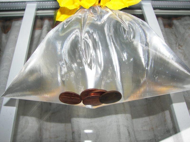 Пакет с водой и монетами 