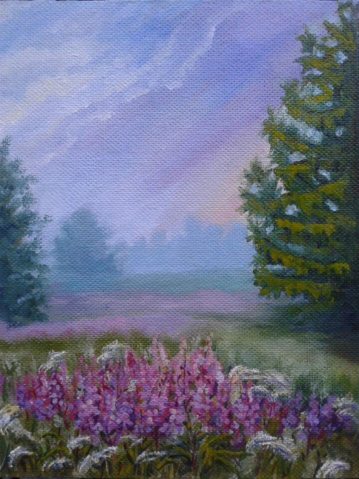 масло, оргалит "Прохлада летнего утра"