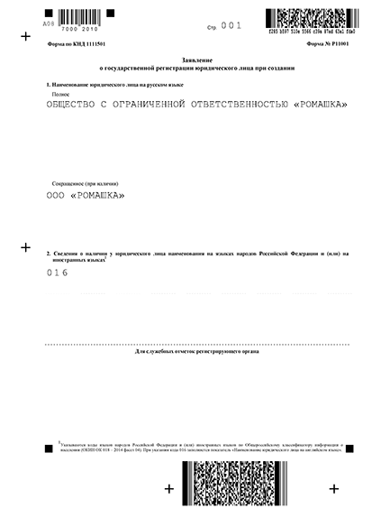 Форма Р11001