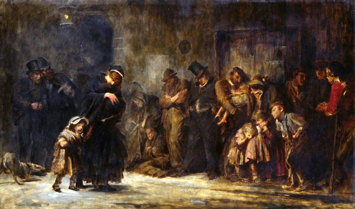 Сэмуэль Люк Филдс «Поступающие в дом временного пребывания», 1874 год 