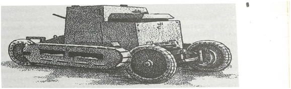 Колесно-гусеничный танк “ Сен-Шамон” на колесах.  (1921 год).